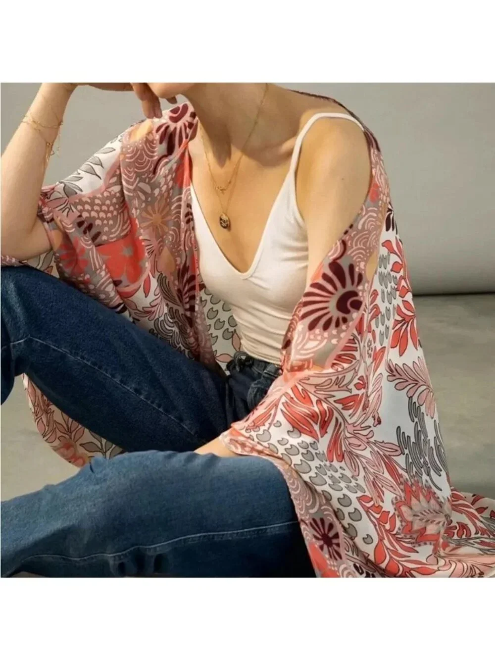 ANTHROPOLOGIE Larissa Cocoon Kimono Wrap Multicolor Floral OS NWT